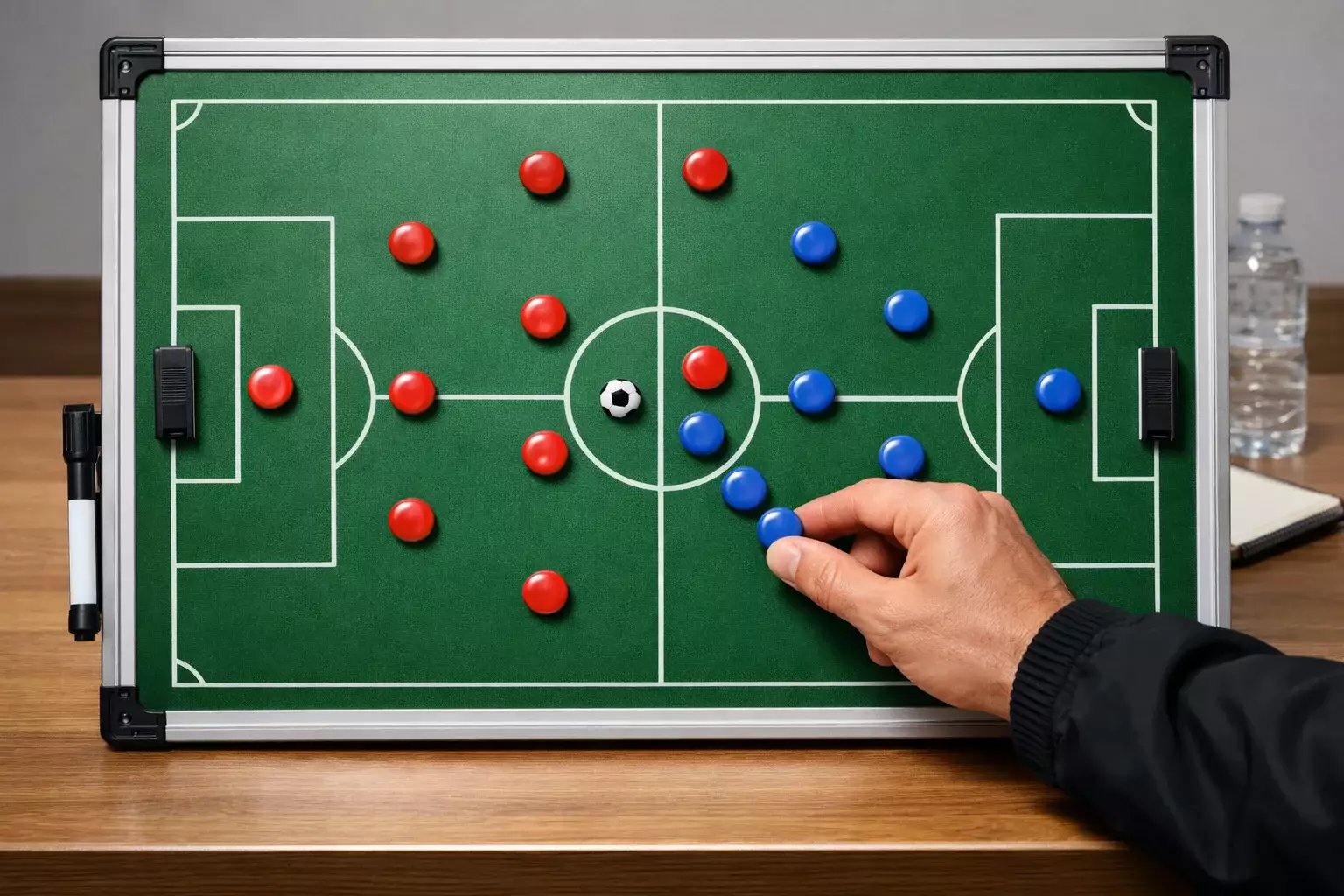 Tactisch bord met voetbalopstelling